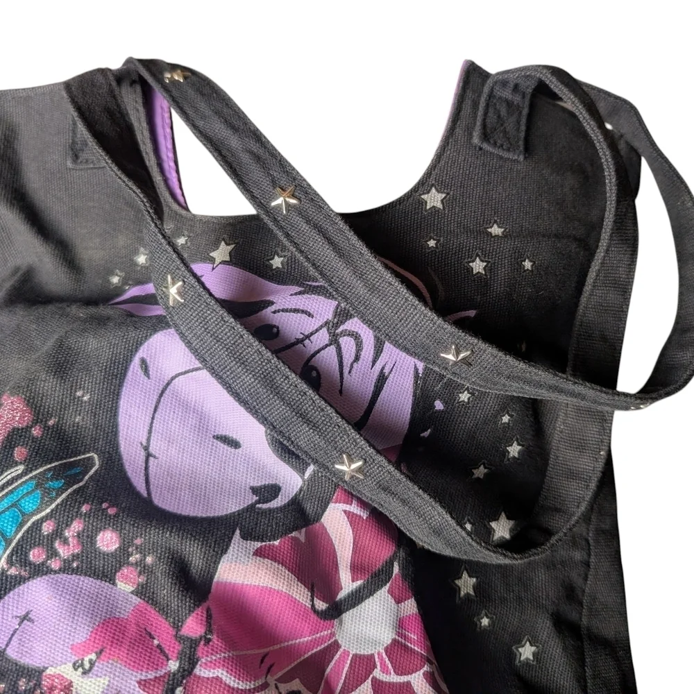 Disney Eeyore Tote Bag Donkey Winnie Pooh Butterflies Stars Black Purple EUC